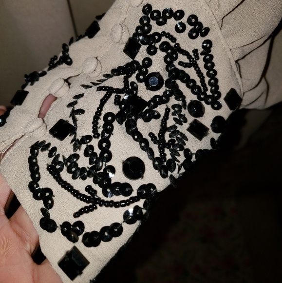 Coveted Clothing Tan Dress w/ bead embellishments - Picture 3 of 6